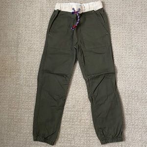 Olive-colored denim joggers size 8